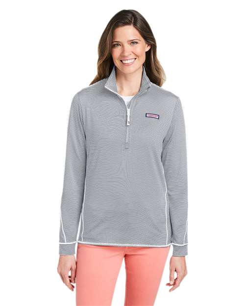 vineyard vines K002521 Women's Microstripe Sankaty Half-Zip Pullover