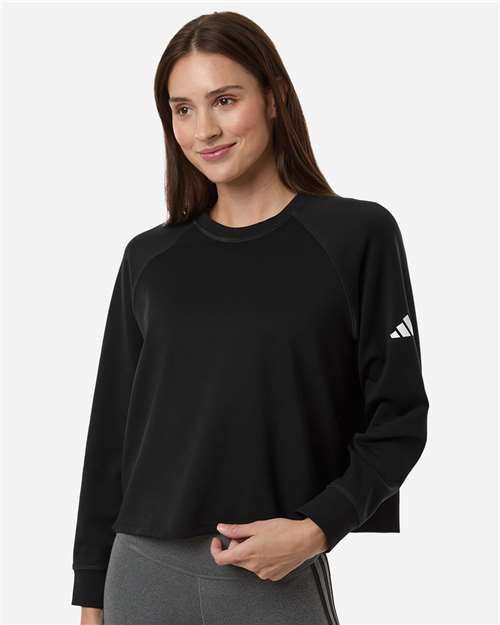 Adidas A1014 Women's Beyond Side-Snap Crewneck Sweatshirt