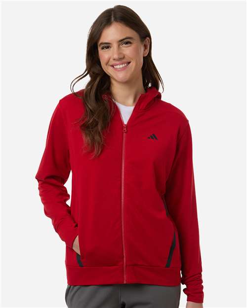 Adidas AT209 Women's Game & Go Fleece Full-Zip Hooded Sweatshirt