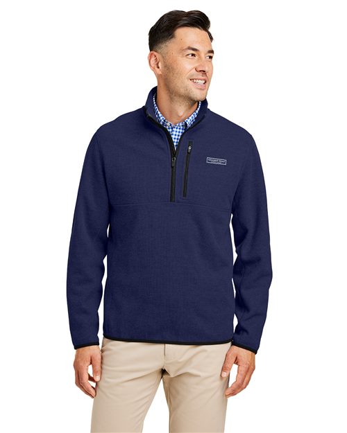 vineyard vines K004694 Men's Mountain Sweaterfleece Quarter-Zip Pullover - Star Hats & Embroidery