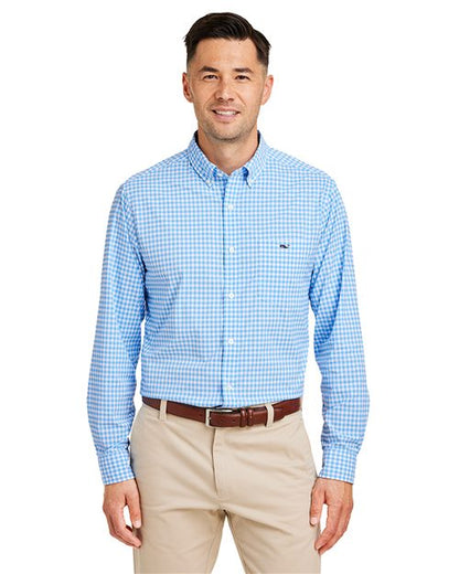 vineyard vines W012060 Men's On-The-Go Nylon Gingham Shirt