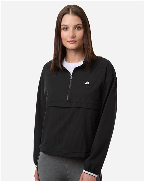 Adidas A1012 Women's Go-To Quarter-Zip Jacket - Star Hats & Embroidery