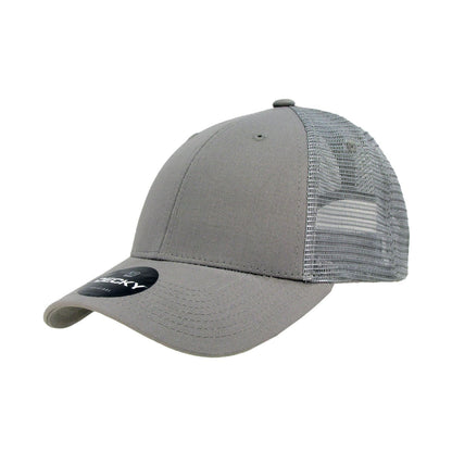 Decky 214 6 Panel Low Profile Structured Cotton Trucker Hat, Mesh Golf Cap - Blank