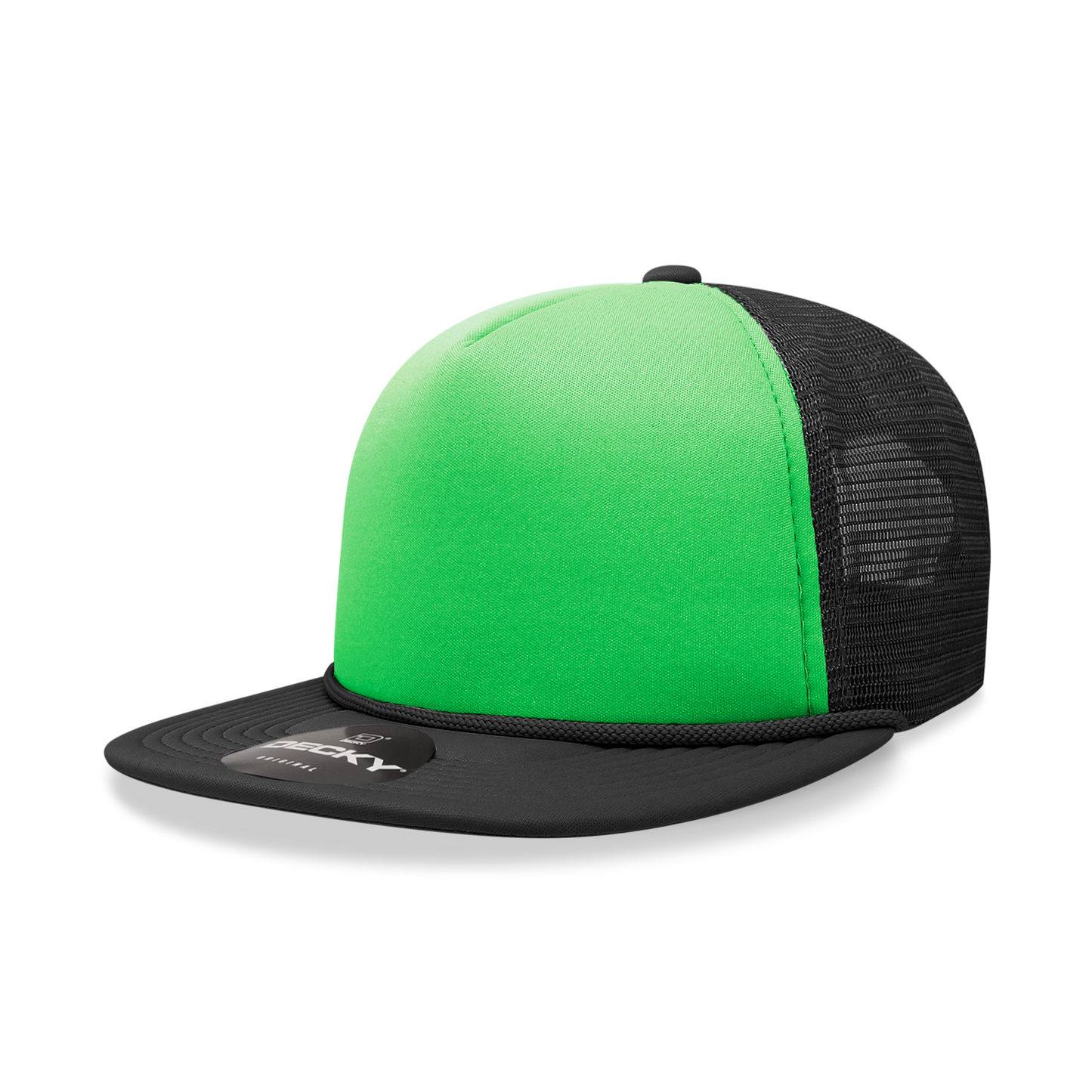 Decky 222 Neon Flat Bill Trucker Cap 5-Panel Foam Hat