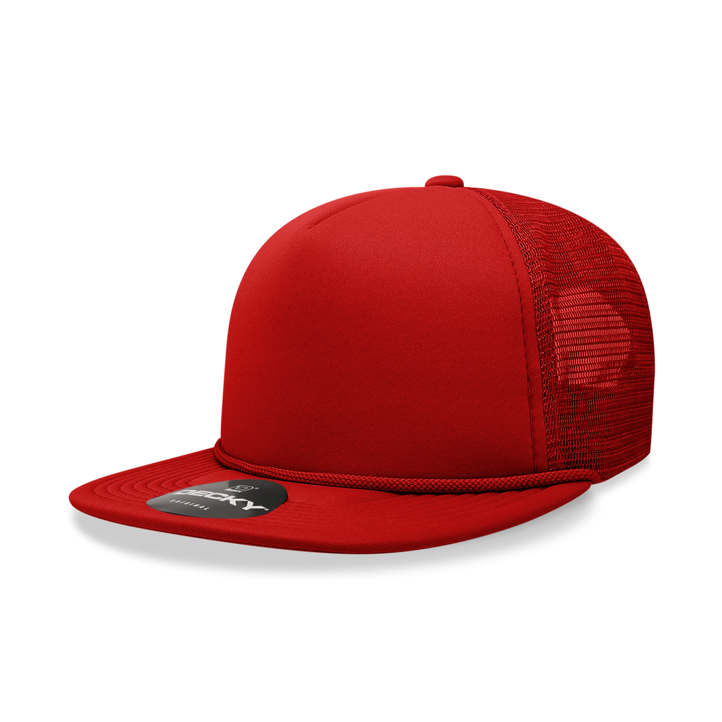 Decky 223 Solid Color Flat Bill Foam Trucker Hat - Blank
