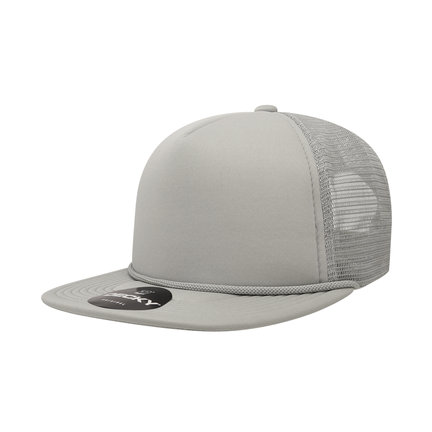 Decky 223 Solid Color Flat Bill Foam Trucker Hat - Blank
