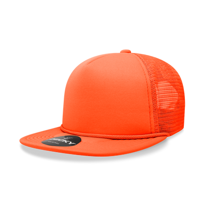 Decky 223 Solid Color Flat Bill Foam Trucker Hat - Blank