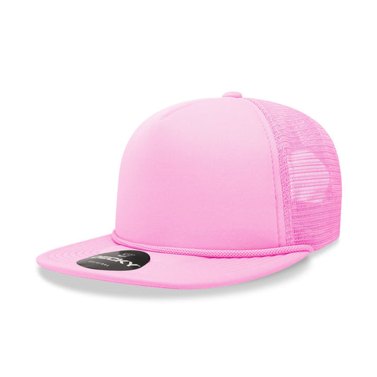 Decky 223 Solid Color Flat Bill Foam Trucker Hat - Blank - Star Hats & Embroidery