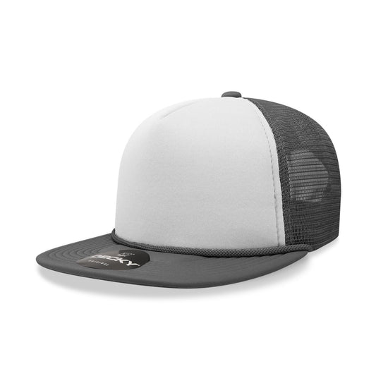 Decky 224 5 Panel Flat Bill Foam Trucker Hat Two Tone - Blank