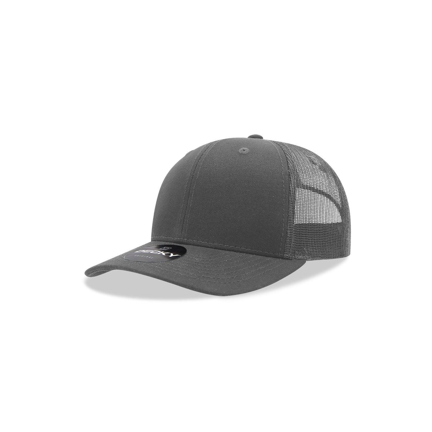 Decky 5019 Youth 6 Panel Mid Profile Structured Cotton Trucker, Kids Trucker Hat - Blank