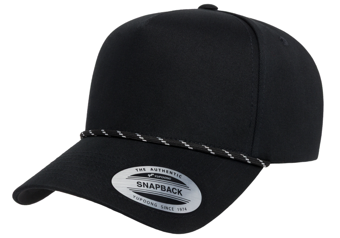 YP Classics 5079BD Retro Cotton Blend 5-Panel Snapback Cap with Braided Rope