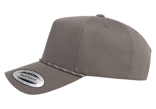YP Classics 5079BD Retro Cotton Blend 5-Panel Snapback Cap with Braided Rope