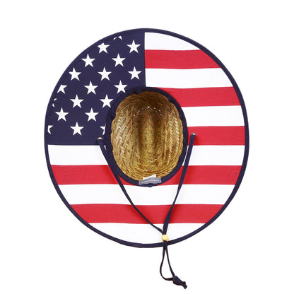 USA Flag America Straw Lifeguard Hat Decky 528 - Blank