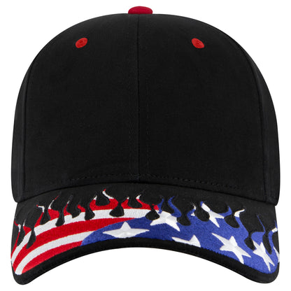 OTTO CAP 58-755 6 Panel Low Profile Baseball Cap US Flag Flame Design Hat