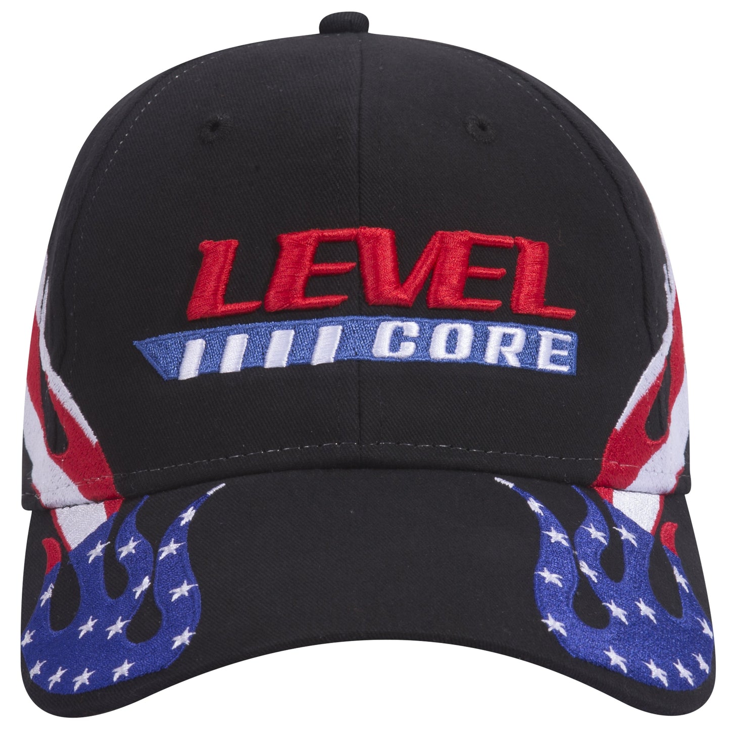 OTTO CAP 58-755 6 Panel Low Profile Baseball Cap US Flag Flame Design Hat