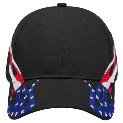 OTTO CAP 58-755 6 Panel Low Profile Baseball Cap US Flag Flame Design Hat