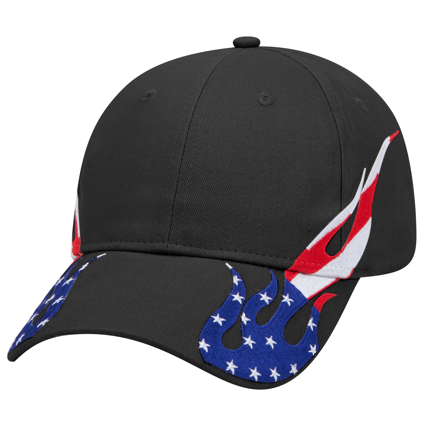 OTTO CAP 58-755 6 Panel Low Profile Baseball Cap US Flag Flame Design Hat