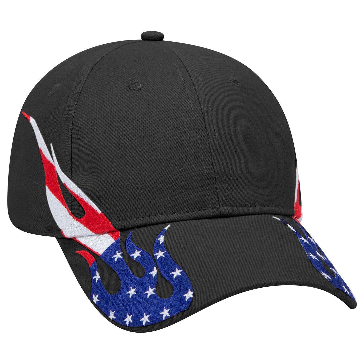 OTTO CAP 58-755 6 Panel Low Profile Baseball Cap US Flag Flame Design Hat