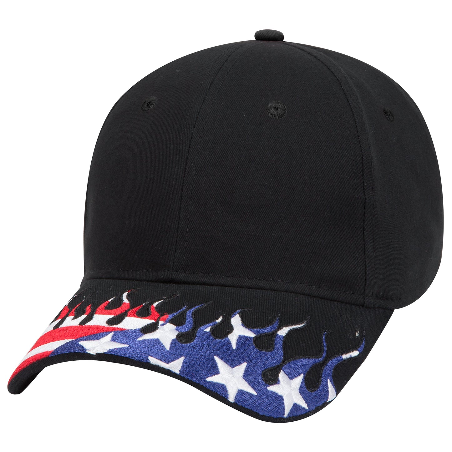 OTTO CAP 58-755 6 Panel Low Profile Baseball Cap US Flag Flame Design Hat