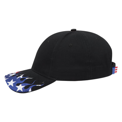 OTTO CAP 58-755 6 Panel Low Profile Baseball Cap US Flag Flame Design Hat