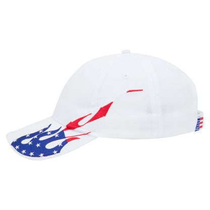 OTTO CAP 58-755 6 Panel Low Profile Baseball Cap US Flag Flame Design Hat