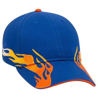 OTTO CAP 58-755 6 Panel Low Profile Baseball Cap US Flag Flame Design Hat