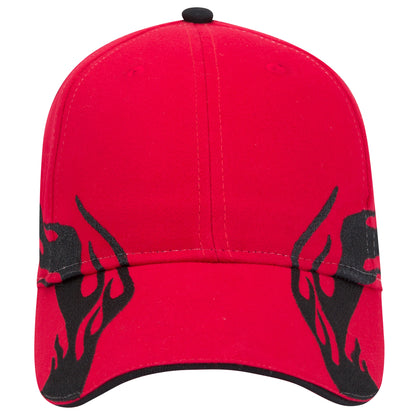 OTTO CAP 58-755 6 Panel Low Profile Baseball Cap US Flag Flame Design Hat