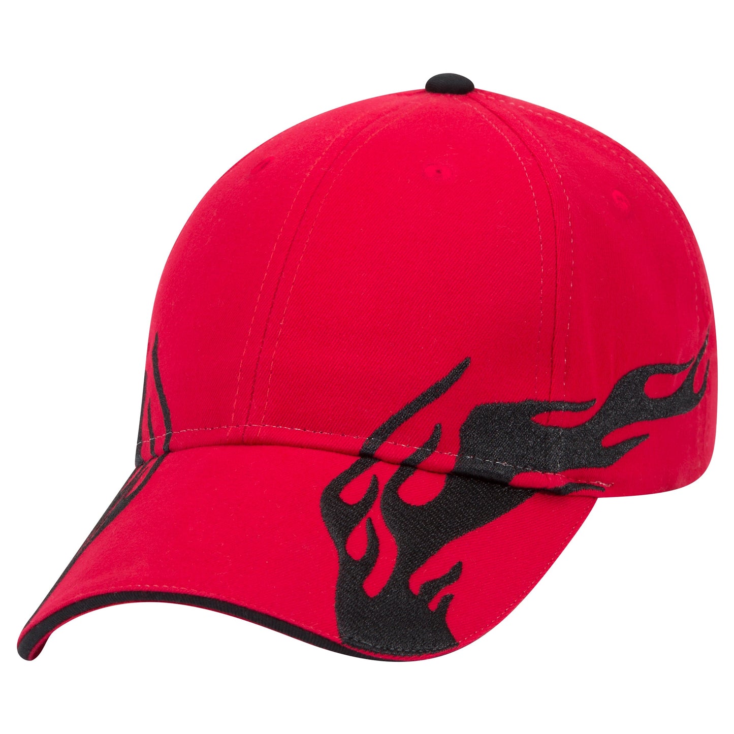 OTTO CAP 58-755 6 Panel Low Profile Baseball Cap US Flag Flame Design Hat
