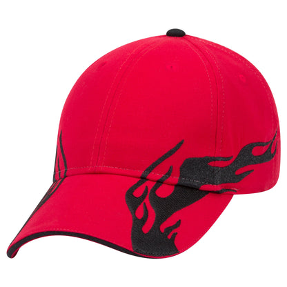 OTTO CAP 58-755 6 Panel Low Profile Baseball Cap US Flag Flame Design Hat