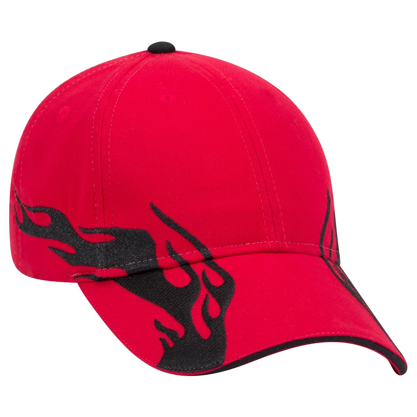 OTTO CAP 58-755 6 Panel Low Profile Baseball Cap US Flag Flame Design Hat