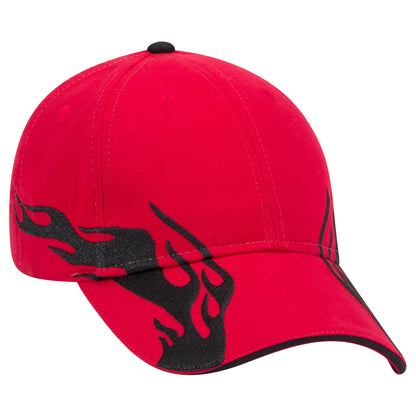 OTTO CAP 58-755 6 Panel Low Profile Baseball Cap US Flag Flame Design Hat
