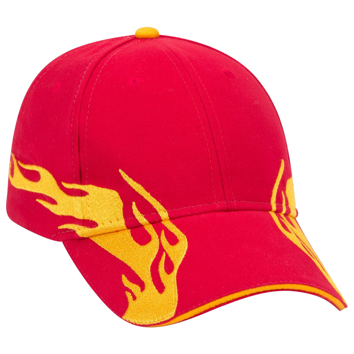 OTTO CAP 58-755 6 Panel Low Profile Baseball Cap US Flag Flame Design Hat