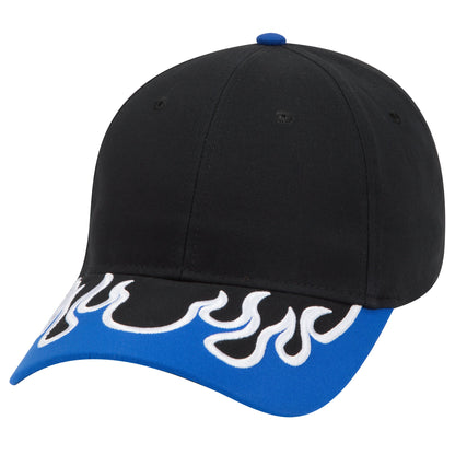 OTTO CAP 58-755 6 Panel Low Profile Baseball Cap US Flag Flame Design Hat