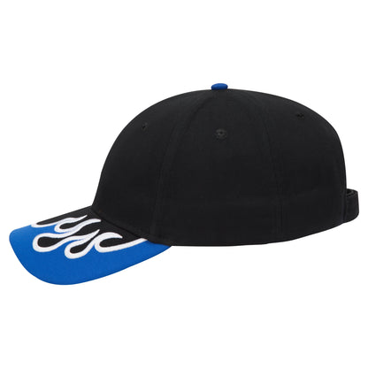 OTTO CAP 58-755 6 Panel Low Profile Baseball Cap US Flag Flame Design Hat