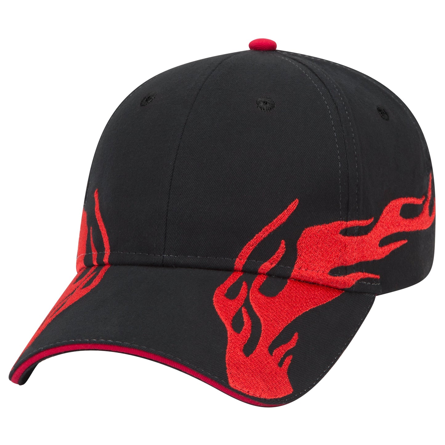 OTTO CAP 58-755 6 Panel Low Profile Baseball Cap US Flag Flame Design Hat