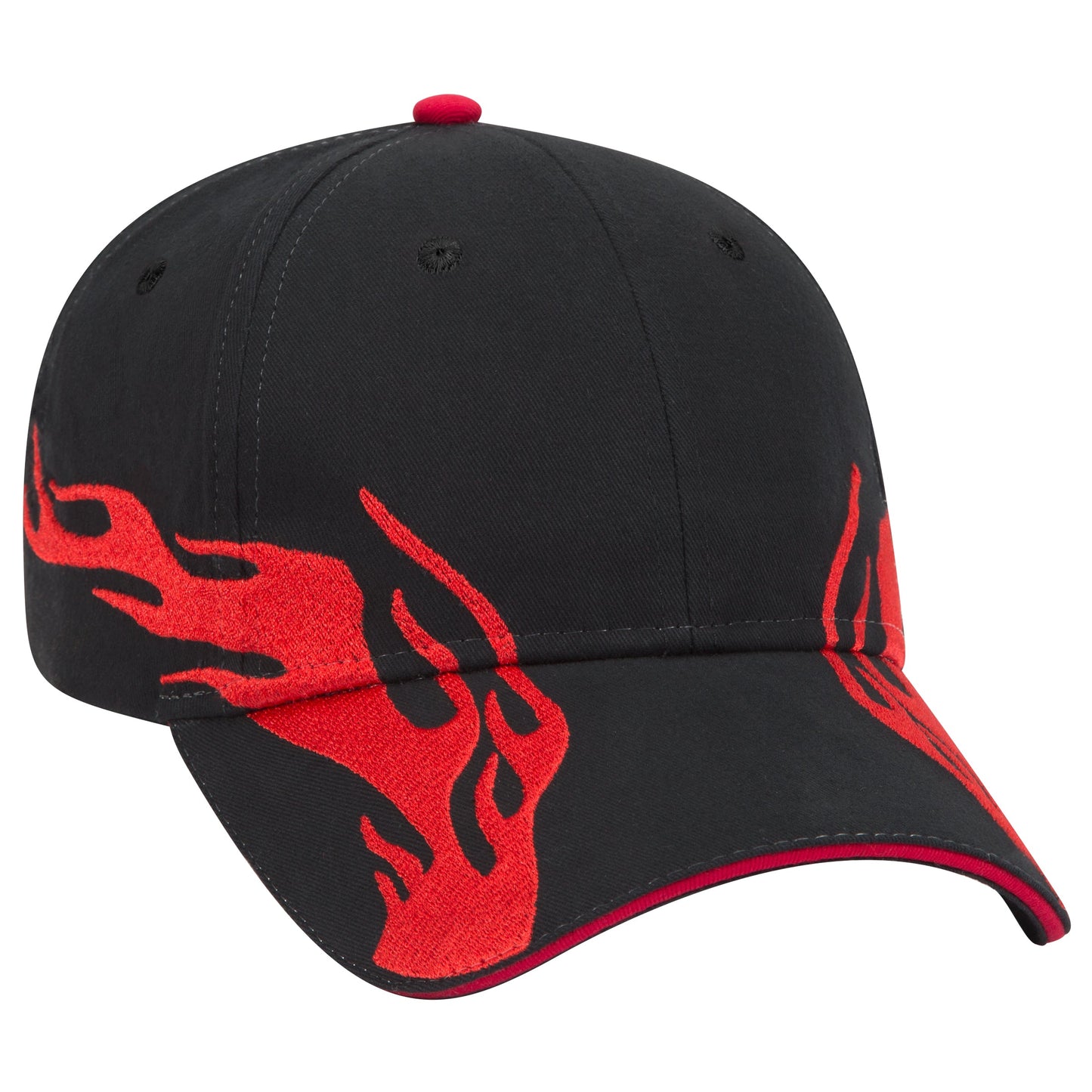 OTTO CAP 58-755 6 Panel Low Profile Baseball Cap US Flag Flame Design Hat