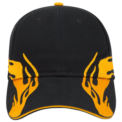 OTTO CAP 58-755 6 Panel Low Profile Baseball Cap US Flag Flame Design Hat