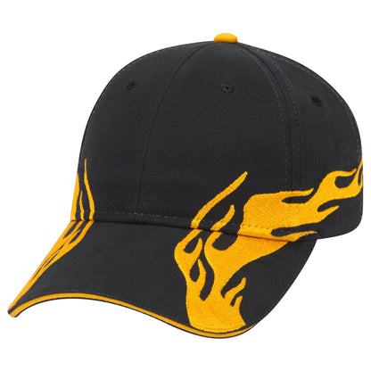 OTTO CAP 58-755 6 Panel Low Profile Baseball Cap US Flag Flame Design Hat