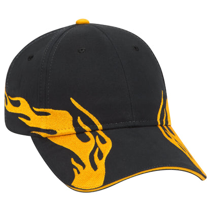 OTTO CAP 58-755 6 Panel Low Profile Baseball Cap US Flag Flame Design Hat