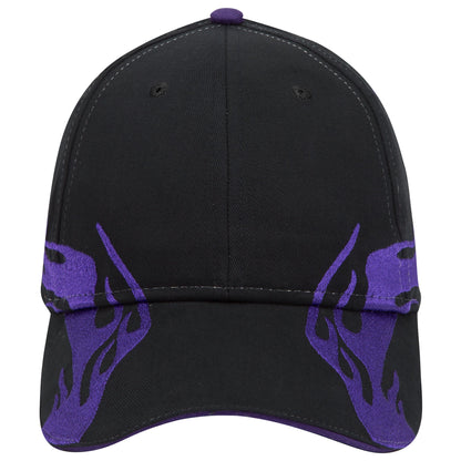 OTTO CAP 58-755 6 Panel Low Profile Baseball Cap US Flag Flame Design Hat
