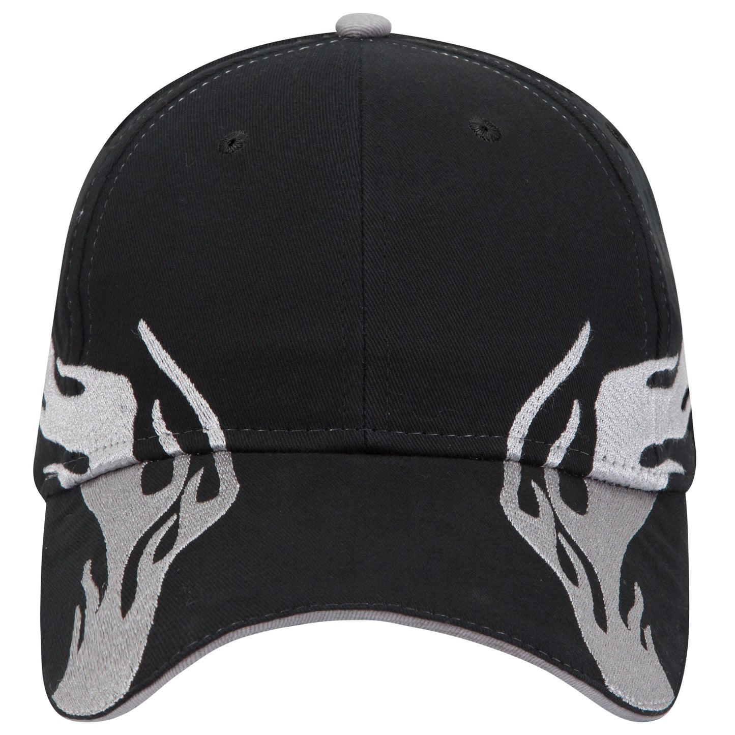 OTTO CAP 58-755 6 Panel Low Profile Baseball Cap US Flag Flame Design Hat