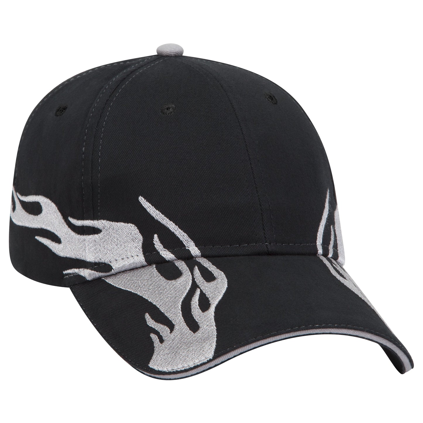 OTTO CAP 58-755 6 Panel Low Profile Baseball Cap US Flag Flame Design Hat