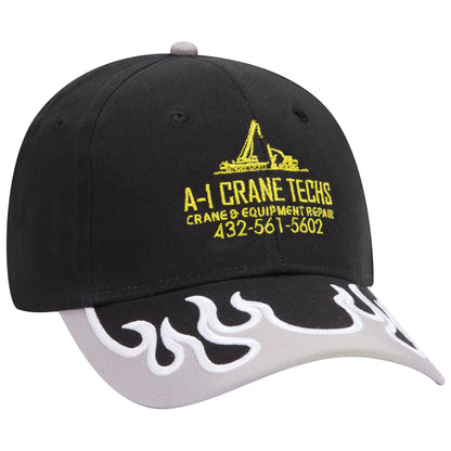 OTTO CAP 58-755 6 Panel Low Profile Baseball Cap US Flag Flame Design Hat