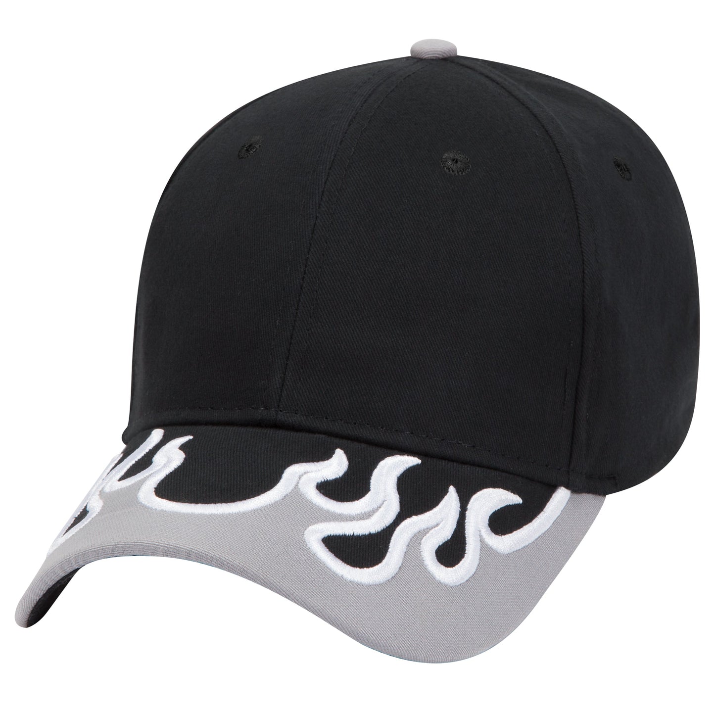 OTTO CAP 58-755 6 Panel Low Profile Baseball Cap US Flag Flame Design Hat