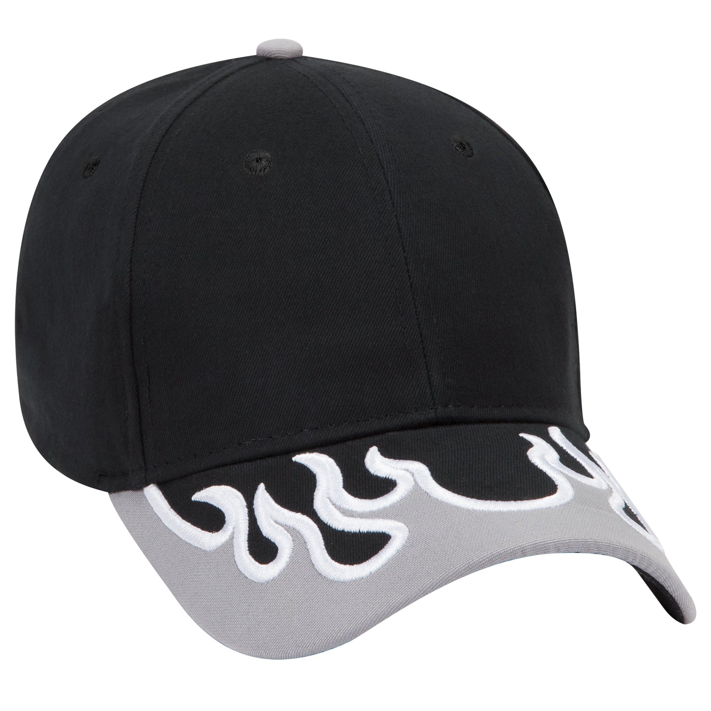 OTTO CAP 58-755 6 Panel Low Profile Baseball Cap US Flag Flame Design Hat