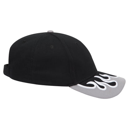 OTTO CAP 58-755 6 Panel Low Profile Baseball Cap US Flag Flame Design Hat