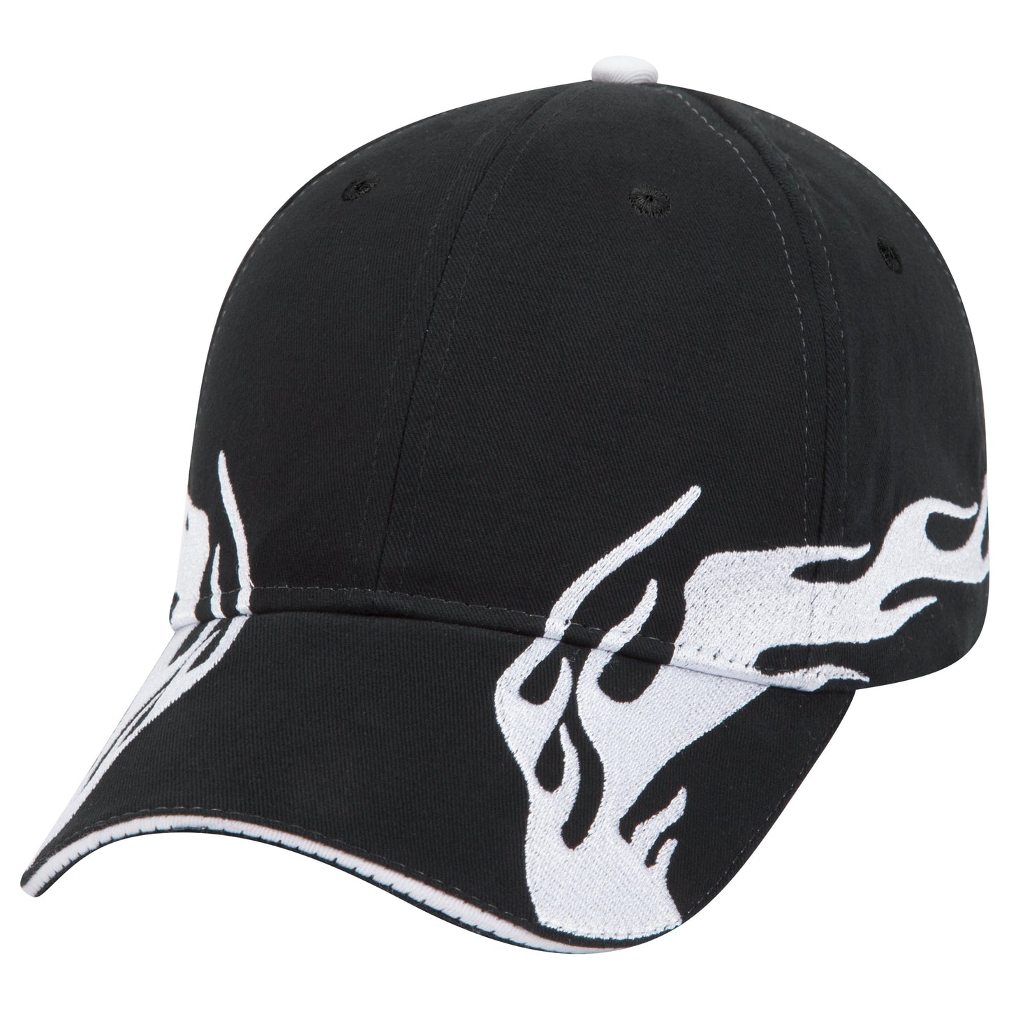 OTTO CAP 58-755 6 Panel Low Profile Baseball Cap US Flag Flame Design Hat