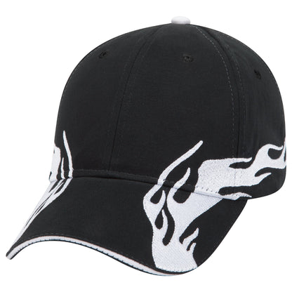 OTTO CAP 58-755 6 Panel Low Profile Baseball Cap US Flag Flame Design Hat