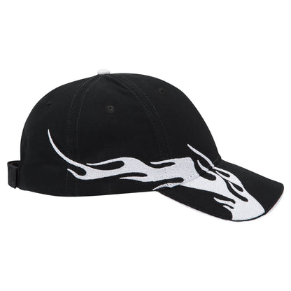 OTTO CAP 58-755 6 Panel Low Profile Baseball Cap US Flag Flame Design Hat