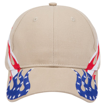 OTTO CAP 58-755 6 Panel Low Profile Baseball Cap US Flag Flame Design Hat